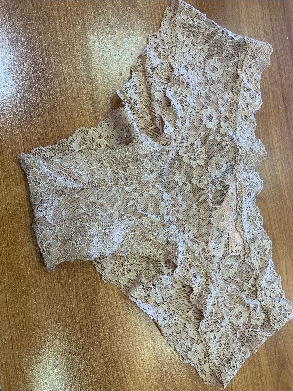 Victoria's Secret Lace Cheeky Panty in Light Beige